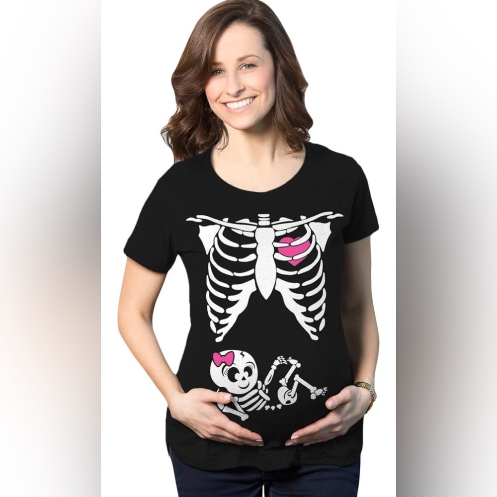 Black Skeleton Maternity Tee